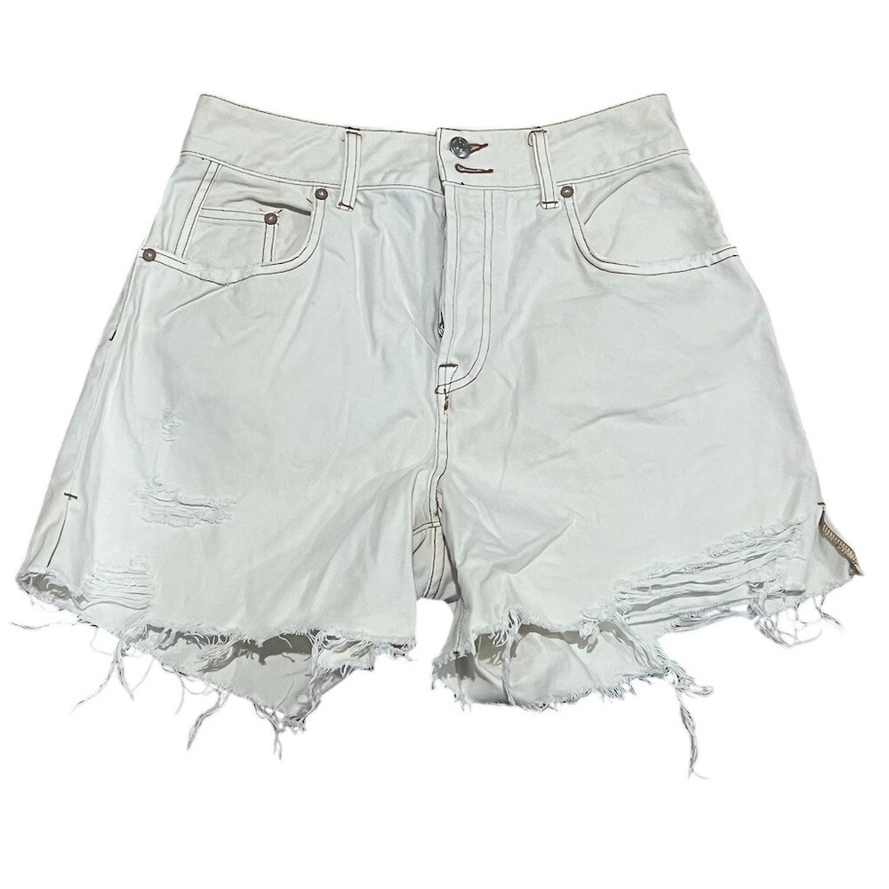 We The Free Cut-Off Shorts Womens Size 29 White Denim High Rise Distressed